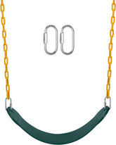 REZNOR EVA Plastic Flexible Swing Seat with 79 inch Plastic Coated Chain Set, Weight Support Upto 150kg, Green/Yellow