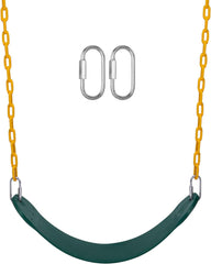 REZNOR EVA Plastic Flexible Swing Seat with 79 inch Plastic Coated Chain Set, Weight Support Upto 150kg, Green/Yellow