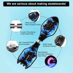 REZNOR Plastic Vitality Skateboard Kickboard Wave Skate Board Short Board With Illumined Wheels Rough For Kids