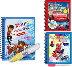 REZNOR Quick Dry Re-Usable Magic Coloring Water Book with Magic Pen (Random Design), Pack of 4