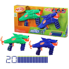 Nerf Wild Wolfpack - 2 Easy Play Blasters With Wolf Designs, 20 Elite Darts, Wolf Toys For 6 Year Old Boys & Girls, Outdoor Toys