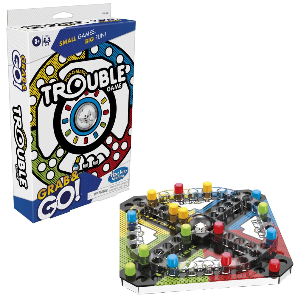 Hasbro Gaming Pop-O-Matic Trouble Grab & Go Game For Kids Ages 5 And Up