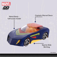 Marvel Go 1:64 Diecast Captain Marvel Rapid Racer Toy Car for Collection for Ages 3 years and up