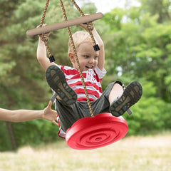 REZNOR 7FT Height Adjustable Gym Monkey Disc Bars Swing for Kids Tree Swing for Backyard, Red