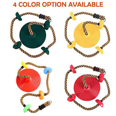 REZNOR Plastic Platforms Disc Tree Swing Seat Climbing Knot Rope With Carabiner Hook For Kids, Red