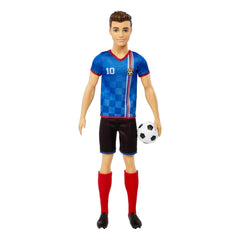 Barbie Ken Soccer Cropped Hair Doll with Colorful #10 Uniform, Soccer Ball, Cleats, Tall Socks, Great Sports-Inspired Gift for Ages 3 and Up
