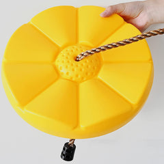 REZNOR Plastic Button Monkey Round Disc Rope Swing for Kids, Yellow