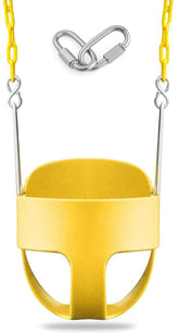 REZNOR EVA Plastic High Back Full Bucket Toddler Baby Swing Seat With 60 Inch Plastic Coated Chain Set, Yellow