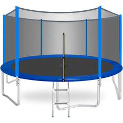 REZNOR 10 Feet Trampoline with Enclosure Safety Net & Jumping Pad for Children Kids & Adults, Multicolor