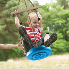 REZNOR 7FT Height Adjustable Gym Monkey Disc Bars Swing for Kids Tree Swing for Backyard, Blue