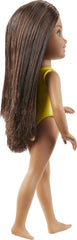 Barbie Chelsea Small Doll With Beach Swimsuit, Stripes & Pineapple,Brunette Hair & Green Eyes For Kids Ages 3+