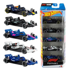 Hot Wheels 5 Car Gift Pack - 2025 Formula 1 Pack Of 5 1:64 Vehichles For Kids & Collectors