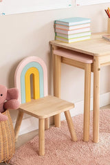 Kiddies Kingdom Wooden chair mini rainbow kids Table & Chair For Ages 3 and Above