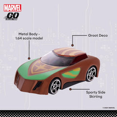 Marvel Go 1:64 Diecast Groot Rapid Racer Toy Car for Collection for Ages 3 years and up