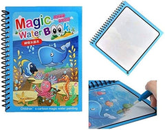 REZNOR Quick Dry Re-Usable Magic Coloring Water Book with Magic Pen (Random Design), Pack of 4