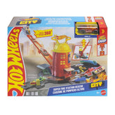 Hot Wheels City Super Fire Station Rescue Track Set with 1:64 Scale Fire Truck for Kids Ages 3 Years & Up