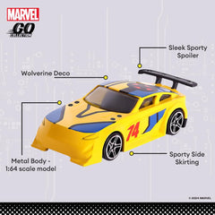 Marvel Go 1:64 Diecast Wolverine Battle SUV Toy Car for Collection for Ages 3 years and up