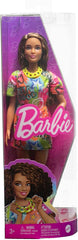Barbie Fashionistas Doll with Brunette Curly Hair And Graffiti Dress #201 for Kids Ages 3+ (HPF77)