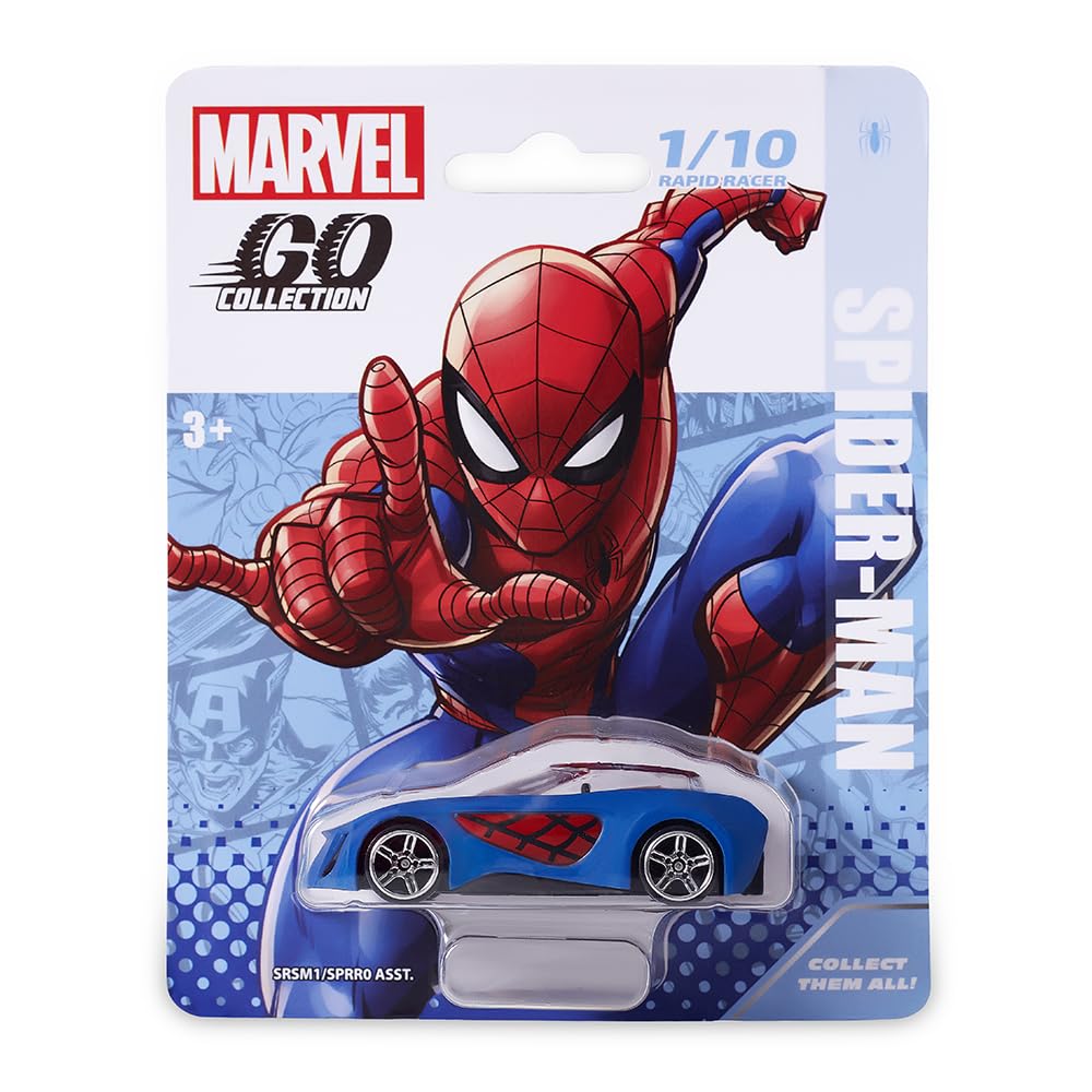 Marvel Go 1:64 Diecast Spiderman Rapid Racer Toy Car For Collection For Ages 3 Years And Up
