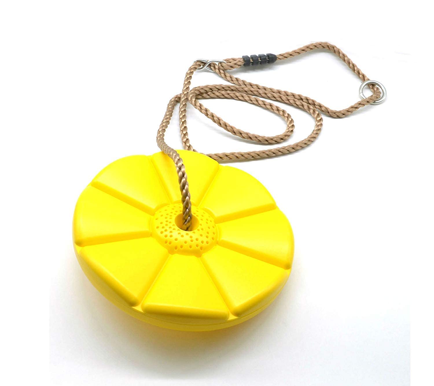 REZNOR Plastic Button Monkey Round Disc Rope Swing for Kids, Yellow