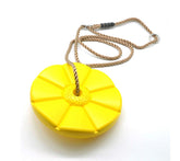 REZNOR Plastic Button Monkey Round Disc Rope Swing for Kids, Yellow
