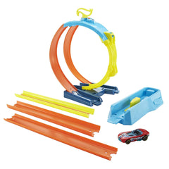 Hot Wheels Track Builder Unlimited Split Loop Pack, Loop with 2 Exit Options, Connects to Other Sets, Includes 1 Hot Wheels Car, Gift for Kids 6 to 12 Years Old