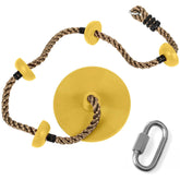 REZNOR Plastic Platforms Disc Tree Swing Seat Climbing Knot Rope With Carabiner Hook For Kids, Yellow