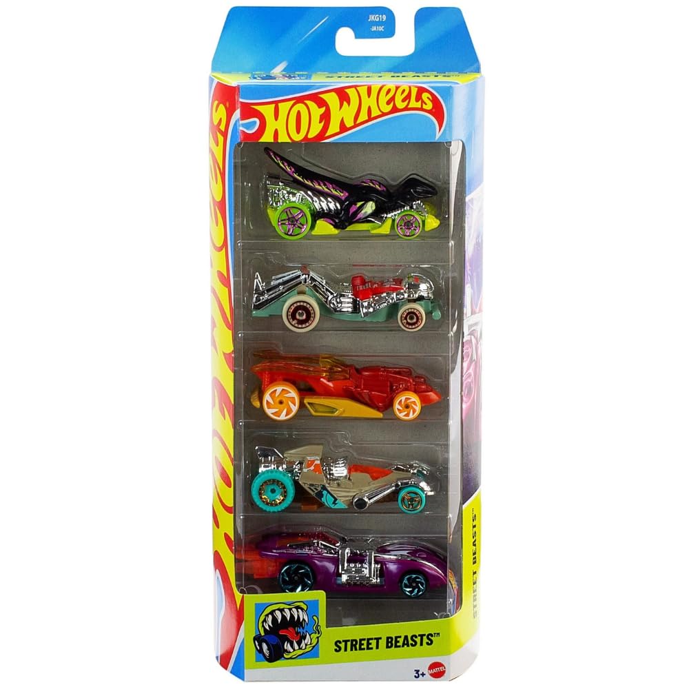Hot Wheels 5 Car Gift Pack - 2026 Street Beasts Pack Of 5 1:64 Vehichles For Kids & Collectors