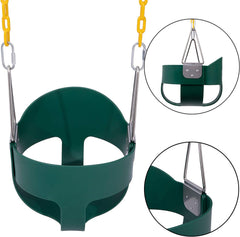 REZNOR EVA Plastic High Back Full Bucket Toddler Baby Swing Seat With 60 Inch Plastic Coated Chain Set, Green/Yellow