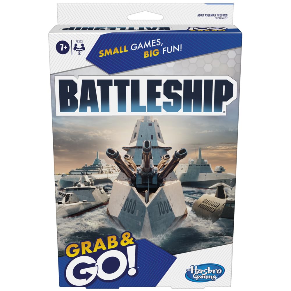 Hasbro Gaming Battleship Grab and Go Portable Travel Game for 2 Players Ages 7 and Up