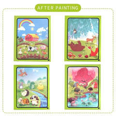 REZNOR Quick Dry Re-Usable Magic Coloring Water Book with Magic Pen (Random Design), Pack of 8