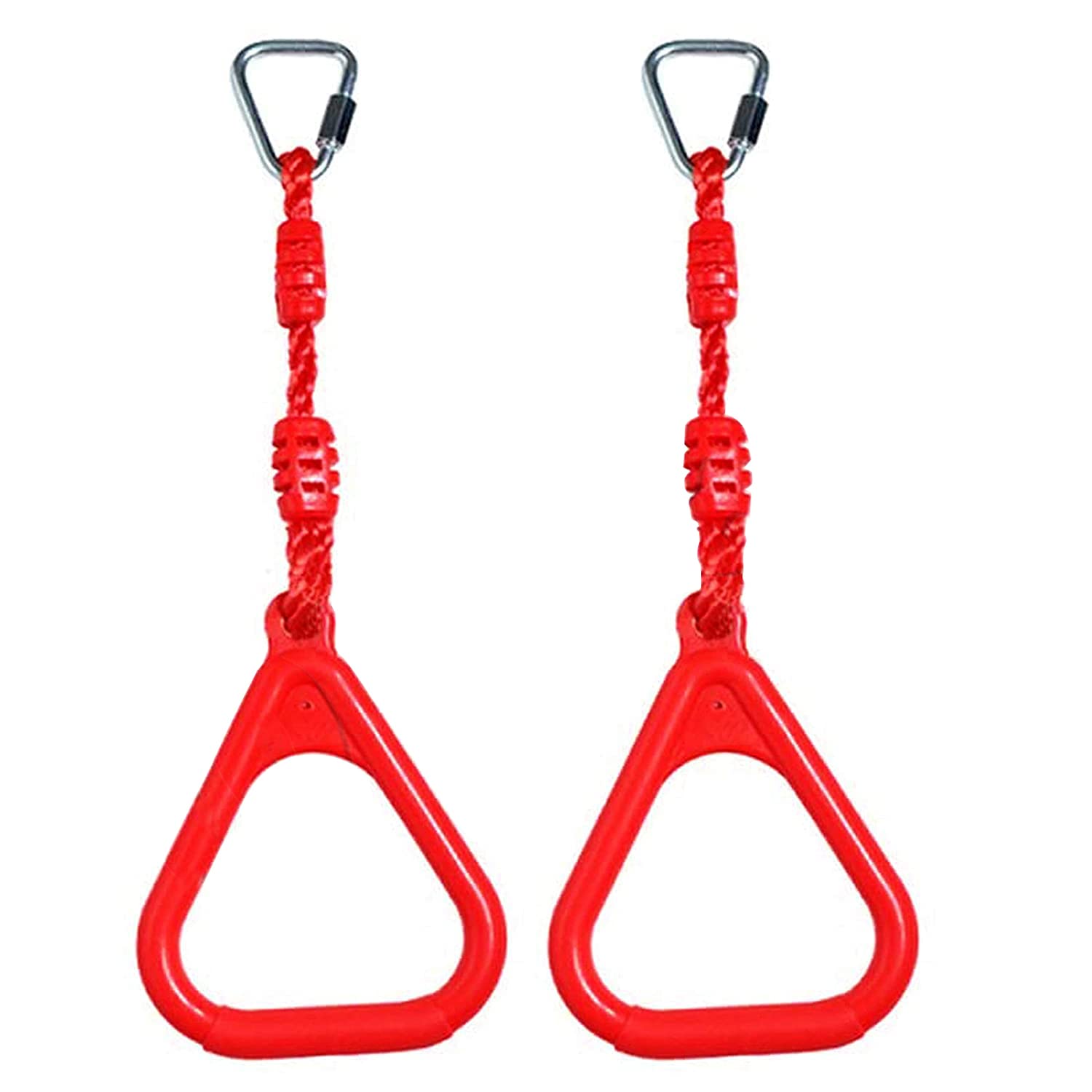 REZNOR Triangle Rings Swing Set with Locking Delta Quick Links for Indoor Jungle Gym Play Set, Red