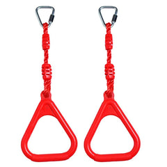 REZNOR Triangle Rings Swing Set with Locking Delta Quick Links for Indoor Jungle Gym Play Set, Red