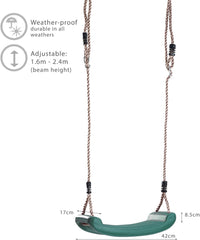 REZNOR Plastic Swing Seat with Hight Adjustable Strong Rope Tree Swing For 3-12 Years Kids Children, Green