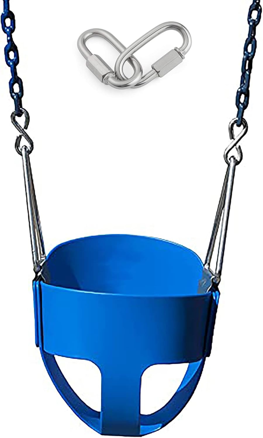 REZNOR EVA Plastic High Back Full Bucket Toddler Baby Swing Seat With 60 Inch Plastic Coated Chain Set, Blue