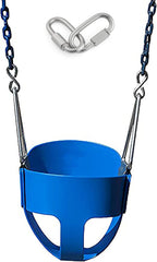 REZNOR EVA Plastic High Back Full Bucket Toddler Baby Swing Seat With 60 Inch Plastic Coated Chain Set, Blue