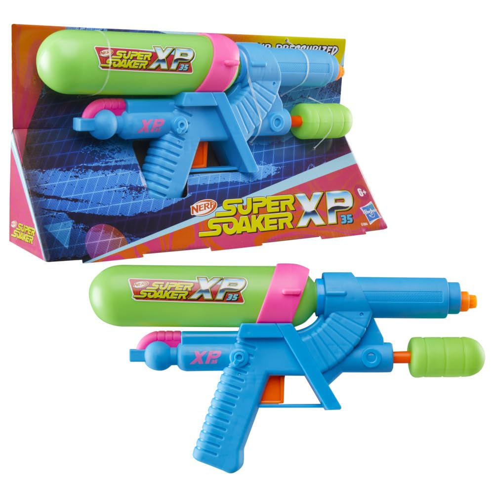 Nerf Super Soaker XP35 Water Blaster, Air Pressurized System, 9 Fluid Ounce Tank, Water Toys - Pichkari for Outdoor Water Games, Branded Toy Pichkari for Holi Festival, Kids 6+