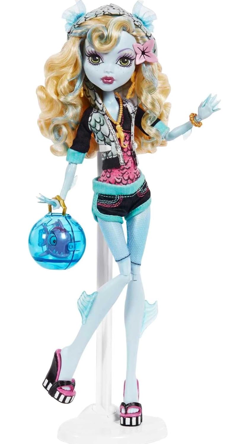 Monster High 10.5 inch Lagoona Blue Reproduction Doll Wearing Original Fashion & Shoes, with Pet, Doll Stand & Accessories Gift for Ages 6+