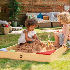 Plum Junior Natural Wooden Sand Pit With Colour Seats
