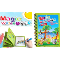 REZNOR Quick Dry Re-Usable Magic Coloring Water Book with Magic Pen (Random Design), Pack of 8