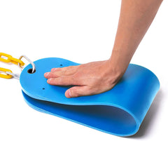 REZNOR EVA Plastic Flexible Swing Seat with 79 inch Plastic Coated Chain Set, Weight Support Upto 150kg, Blue/Yellow