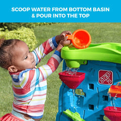 Step 2 Waterfall Discovery Wall | Double-Sided Outdoor Water Play Set with 13-Pc Water Accessory Set