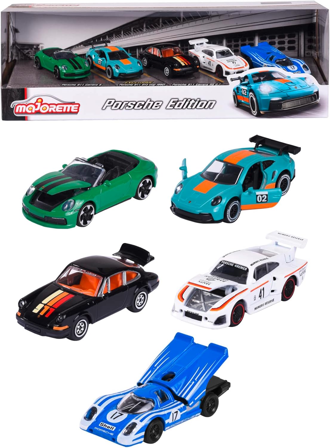 Majorette Porsche Motorsport 5 Car Giftpack Die-cast Vehicle For Kids & Collectors Ages 3 and Up
