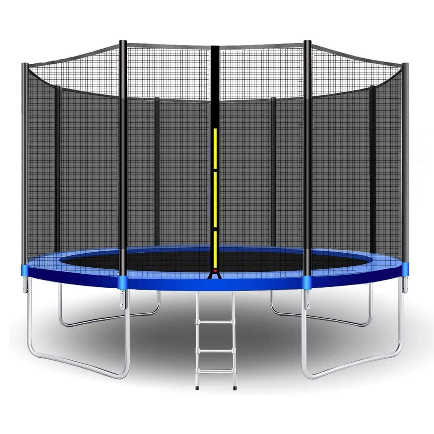REZNOR 12 Feet Trampoline with Enclosure Safety Net & Jumping Pad for Children Kids & Adults, Multicolor