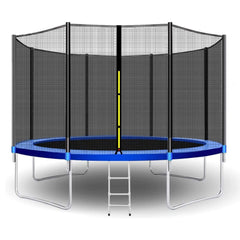 REZNOR 12 Feet Trampoline with Enclosure Safety Net & Jumping Pad for Children Kids & Adults, Multicolor