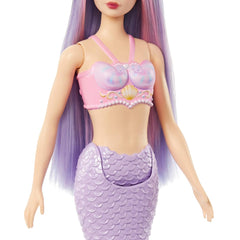 Barbie Mermaid Doll 4 with Fantasy Hair and Headband Accessories, Mermaid Toys with Shell-Inspired Bodices and Colorful Tails