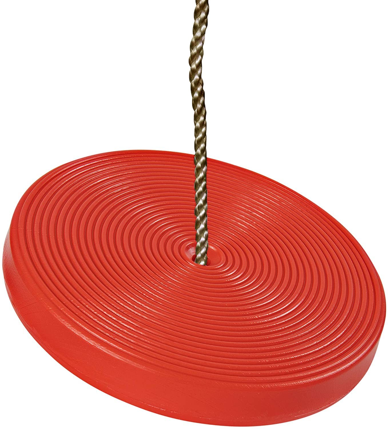 REZNOR Plastic Round Disc Hanging Tree Rope Swing for Kids Children Outdoor Indoor Play Activity, Red