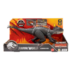 Jurassic World Ultimate Damage Scorpios Rex Dinosaur Figure with Pulsing Veiny Damage, Light & Sound Toy, Chomp and Roar For Kids Ages 3+