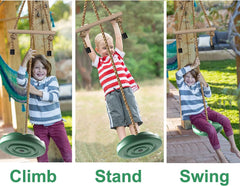 REZNOR 7FT Height Adjustable Gym Monkey Disc Bars Swing for Kids Tree Swing for Backyard, Green