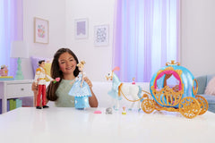 Disney Princess Cinderella Set with 2 Fashion Dolls, Horse & Carriage, Furniture, 4 Animal Friends & 45 Accessories, Ultimate Movie Gift Set For Kids Ages 3+